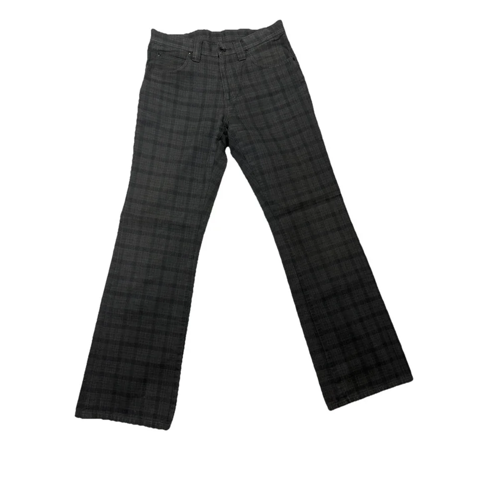 Comme Ca Ism Plaid Pants Mens‎ 30 Gray Black Tartan Slim Straight Cotton